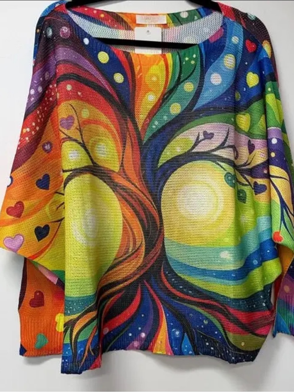Italian Made Viscose Blend Vibrant Tree of Life Print Knit Top